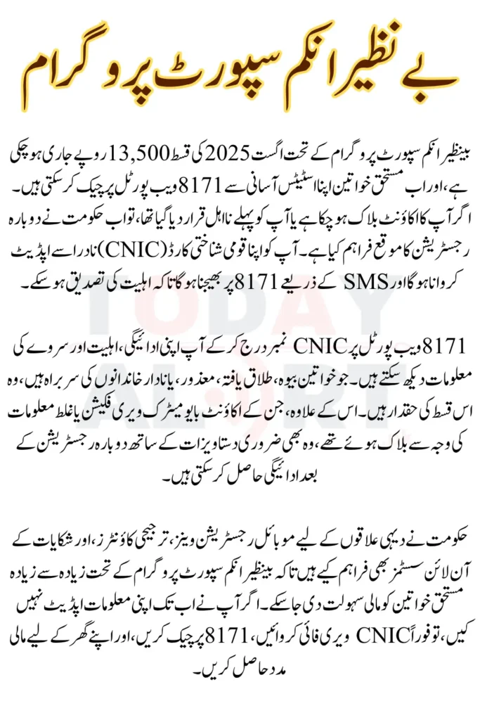 8171 Web Portal CNIC Check Online August 2025 BISP Payment