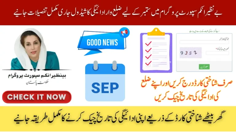 BISP 8171 Payment District wise schedule for September 2025