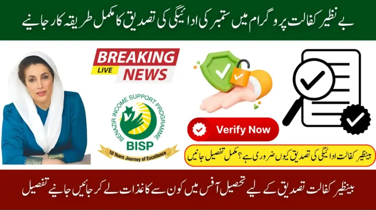 Benazir Kafaalat Payment Verification Step by step Guide