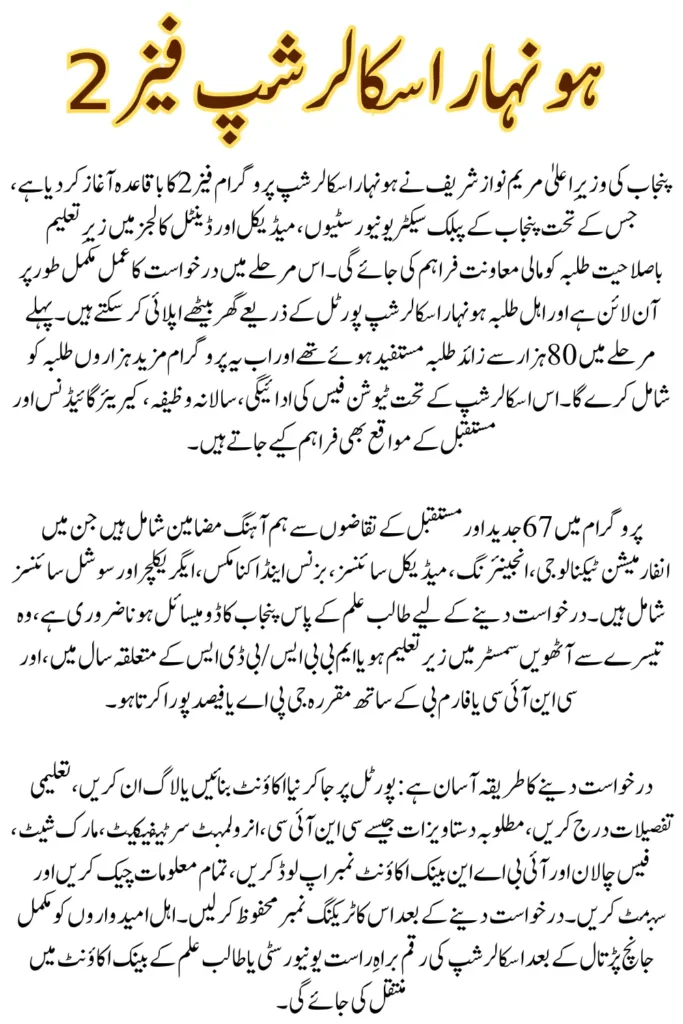 How to Apply For CM Punjab Honhaar Scholarship Phase 2 via Portal