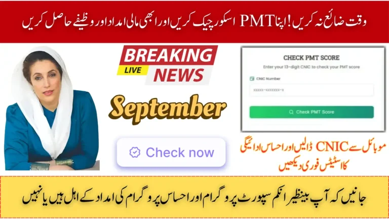 PMT Score September 2025 Check Eligibility for BISP and Ehsaas Programs