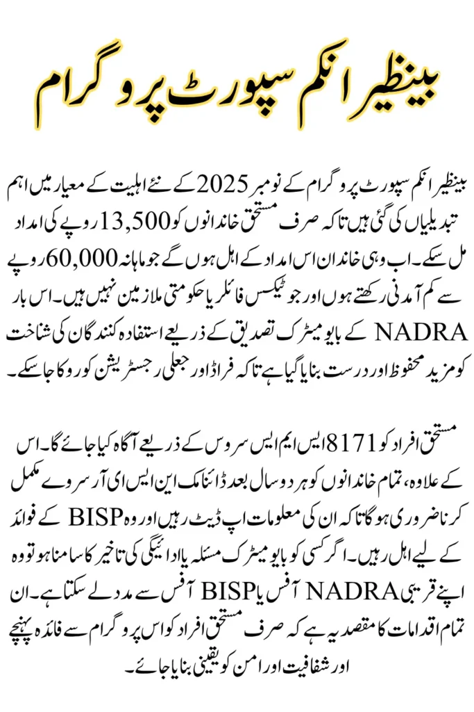 BISP 8171 Eligibility Criteria November 2025 For Upcomming Beneficiaries